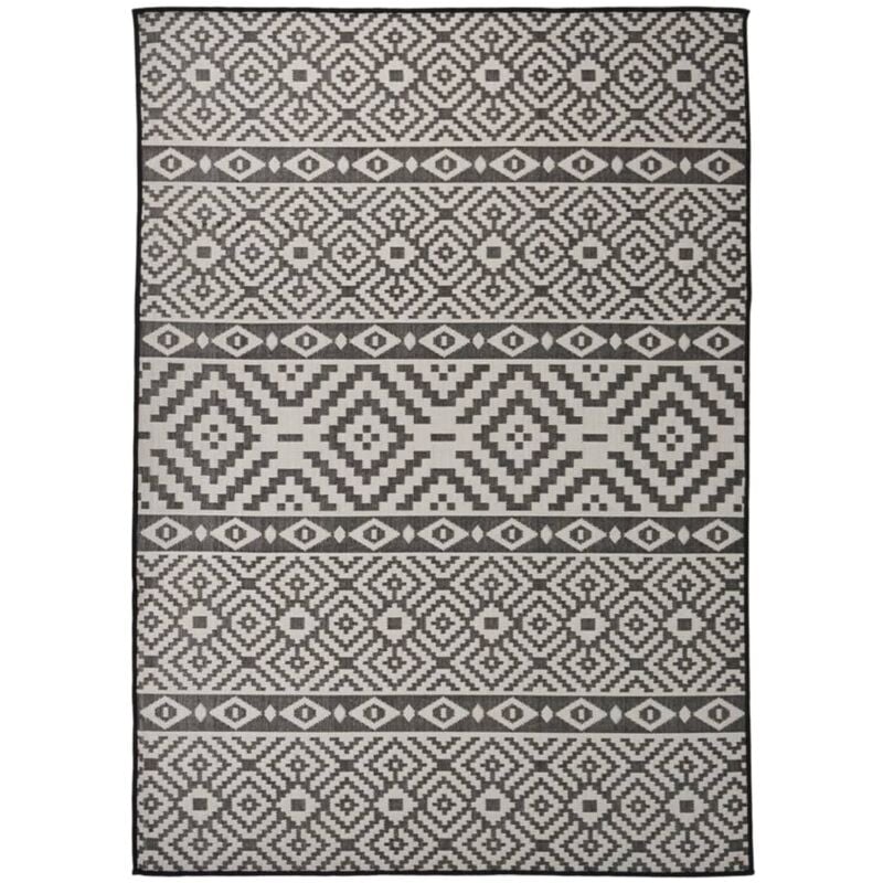 Vidaxl - Tapis à tissage plat d'extérieur 120x170 cm Rayures noires