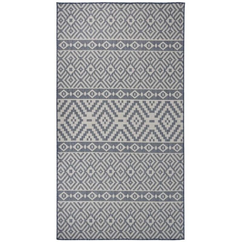 Vidaxl - Tapis à tissage plat d'extérieur 80x150 cm Rayures bleues