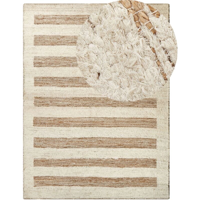 Beliani - Tapis Tissé à la Main Design Moderne 300 x 400 cm en Coton et Jute Beige Ziarat