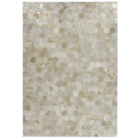 Tapis Tissé Effet Métallique "Spark" Ivoire & Or 120 x 170 cm