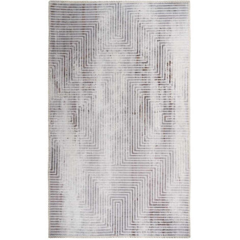Tapis Tissé Imprimé à Poils Plats "Maya VI" Gris 80 x 150 cm