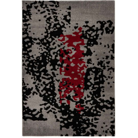 Tapis Tissé Imprimé "Naila" Noir & Rouge 200 x 290 cm