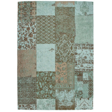 Tapis Tissé Vintage Patchwork "Symphony" Turquoise 120 x 170 cm