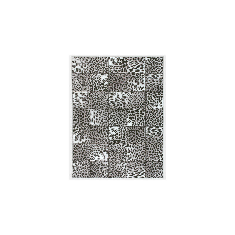 Décoweb - Tapis toucher soft - Imprimé léopard - Patchwork noir et blanc - 120 x 160 cm