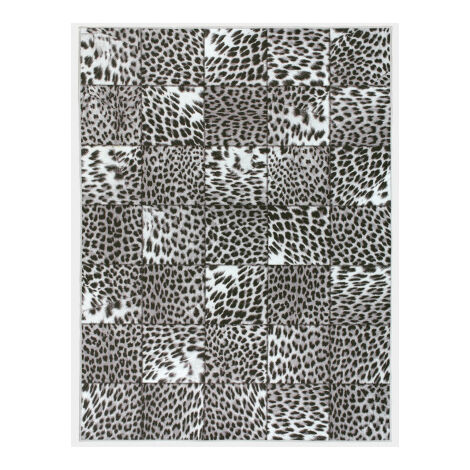 Tapis toucher soft - Imprimé léopard - Patchwork noir et blanc - 120 x 160 cm