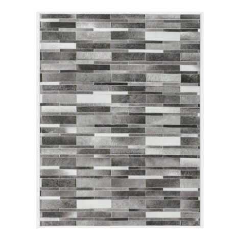 Tapis toucher soft - Imprimé peau de vache - Parement gris