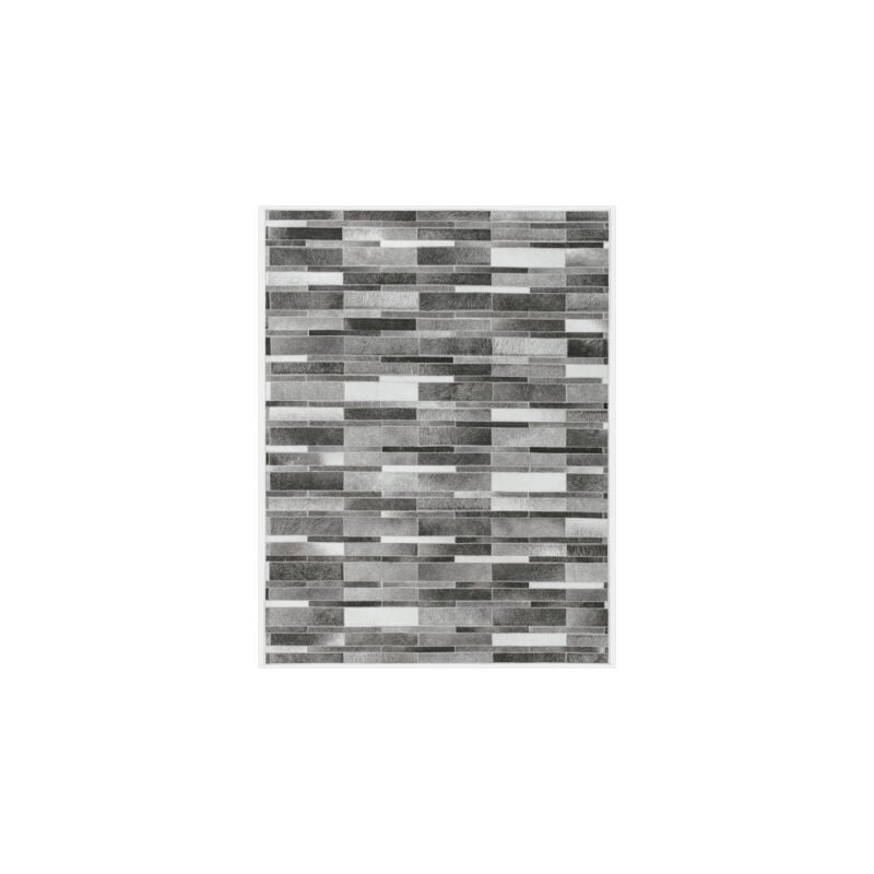 Décoweb - Tapis toucher soft - Imprimé peau de vache - Parement gris - 160 x 220 cm