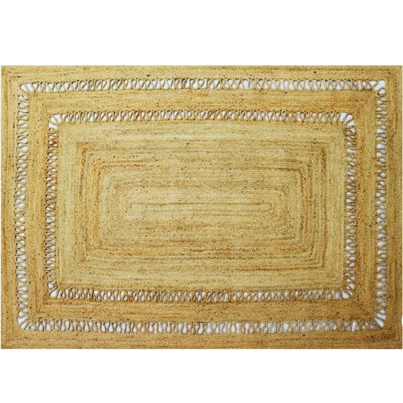 Vente-unique - Tapis tressé ajouré 100% jute - 200 x 290 cm - Naturel - jaravi