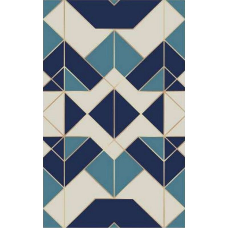 Tapis Triangle Bleu/Beige Dimensions - 80x150 – Qualité supérieure pour Maison, Appartement, Bureau – Style élégant et durable – Confort optimal,