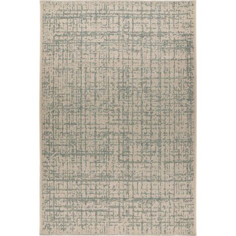 Tapis tribal bleu vert robuste et déperlant - 150 x 80 cm