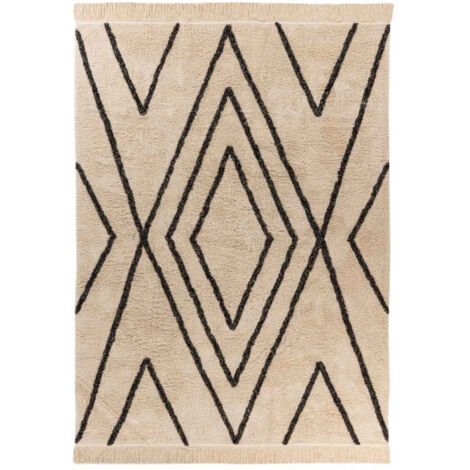 Tapis Tufté à la Main Ethnique "Mylen V" Beige & Noir 120 x 170 cm
