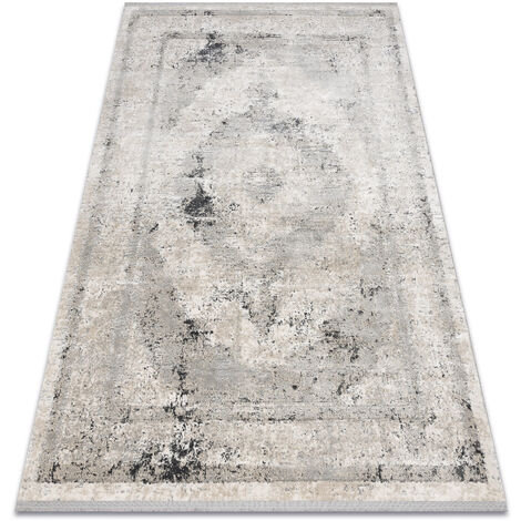 Tapis TULS structural, franges 51321 vintage, Cadre, Rosette beige / gris beige 120x170 cm
