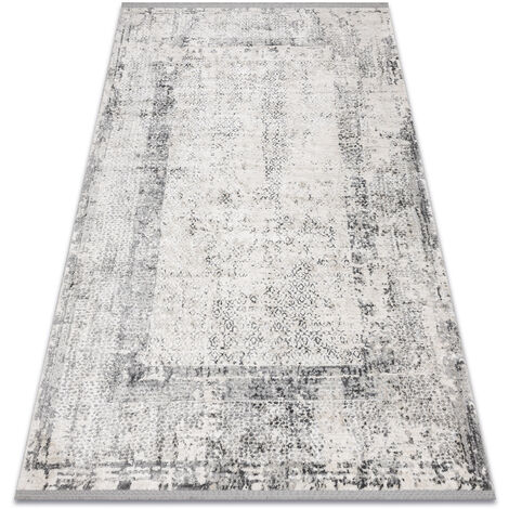 Tapis TULS structural, franges 51324 vintage, Cadre ivoire / gris  beige 160x220 cm