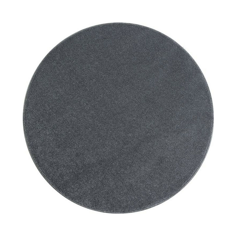 Allotapis - Tapis uni à courtes mèches pour salon Rush Gris clair ø 200