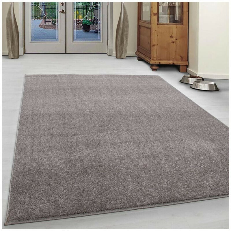 Allotapis - Tapis uni à courtes mèches pour salon Rush Beige 160x230