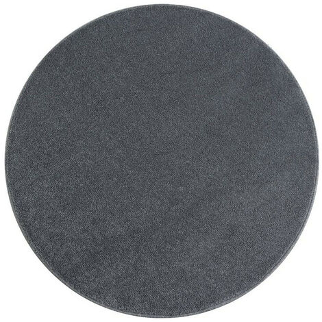 Tapis uni à courtes mèches pour salon Rush Gris clair Ø 120