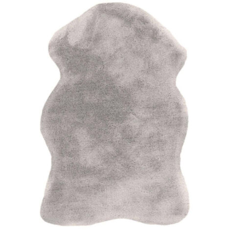 Tapis Uni Doux Poils Longs "Rabbit" 60x90cm Argent
