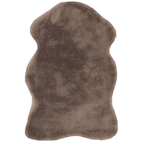 Tapis Uni Doux Poils Longs "Rabbit" 60x90cm Taupe