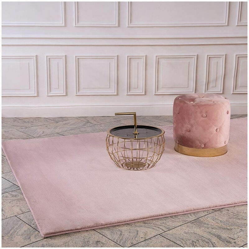 Allotapis - Tapis uni doux pour salon rectangle Paradise Rose pastel 80x150