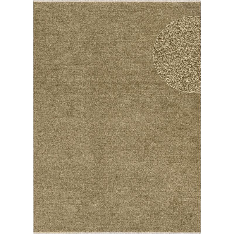 Toutapis - Tapis couloir chambre uni chiné doré impulse à franges et poils courts 80x150