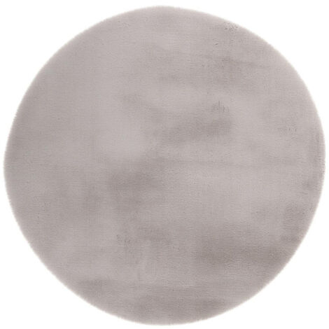 Tapis Uni Rond Doux à Poils Longs "Rabbit" Argent 160 cm