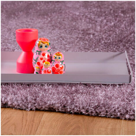 Tapis uni shaggy polyester rectangle intérieur Chiba Pourpre pastel 60x110 - Pourpre pastel
