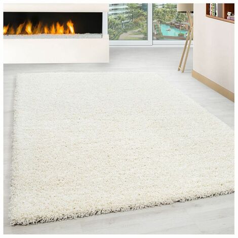 Tapis uni shaggy rectangle Aimee Crème 120x170