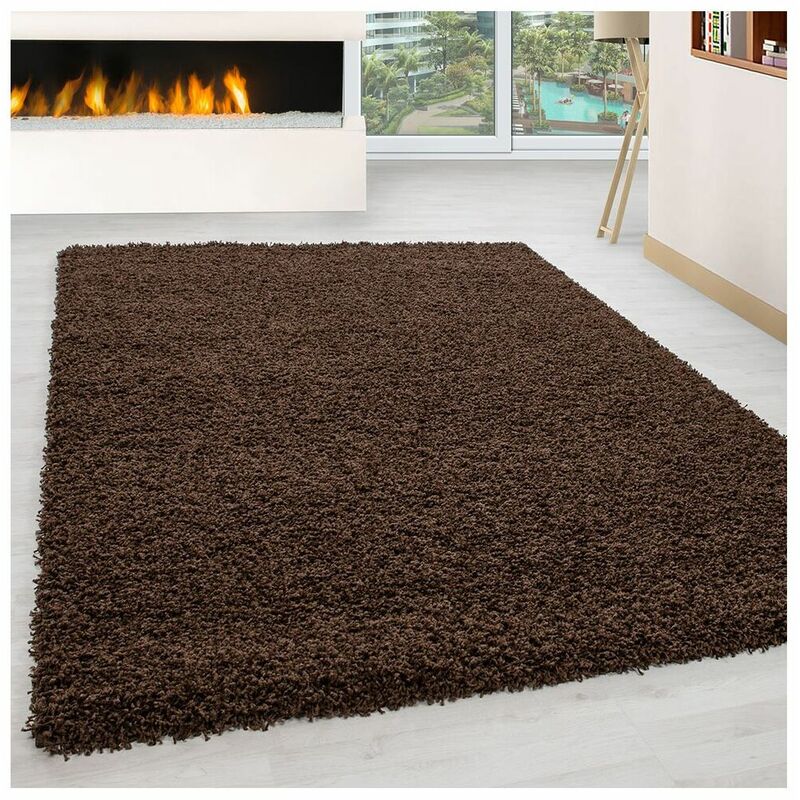 Tapis uni shaggy rectangle Aimee Marron 300x400