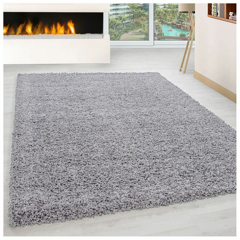 Allotapis - Tapis uni shaggy rectangle Aimee Gris clair 160x230