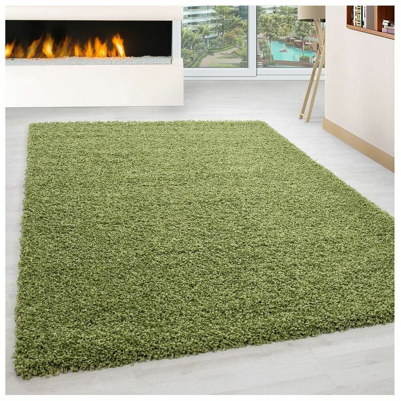 Tapis uni shaggy rectangle Aimee Vert 300x400