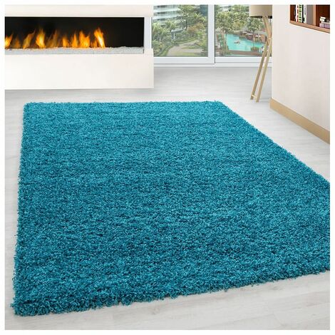 Tapis uni shaggy rectangle Aimee Turquoise 200x290