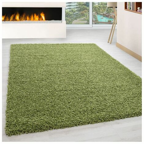 Tapis uni shaggy rectangle Aimee Vert 100x200