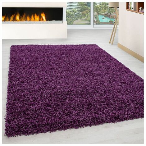 Tapis uni shaggy rectangle Aimee Violet 100x200