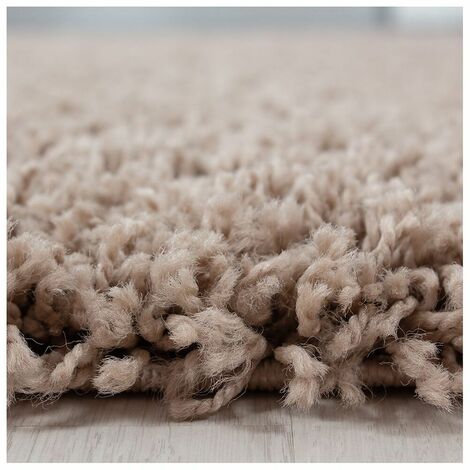 Tapis uni shaggy rond Bright Beige Ø 80