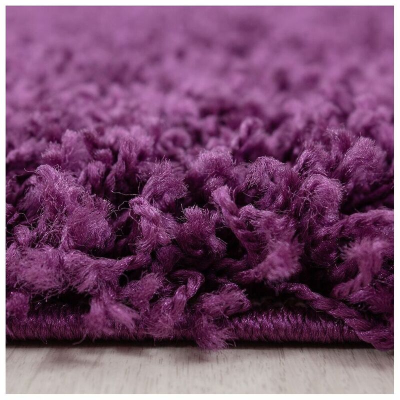 Allotapis - Tapis uni shaggy rond Bright Violet ø 120