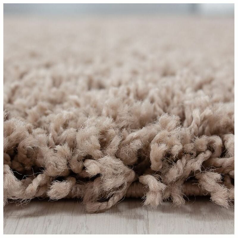 Tapis uni shaggy rond Bright Beige ø 120