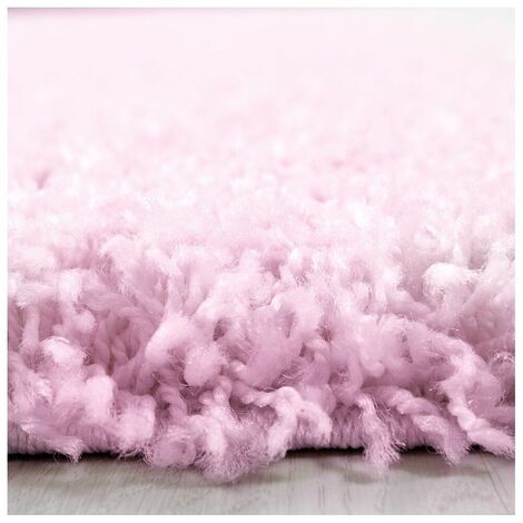 Tapis uni shaggy rond Bright Rose Ø 200