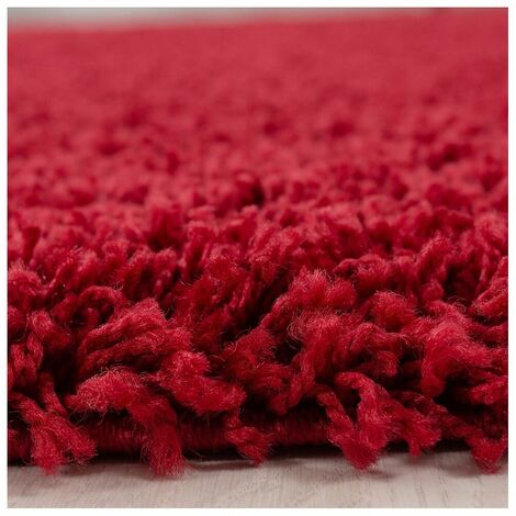 Tapis uni shaggy rond Bright Rouge Ø 80