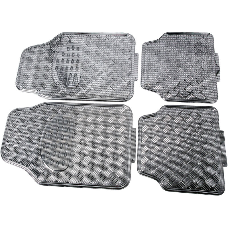 Tapis universel caoutchouc look alu carbone (4 pièces)