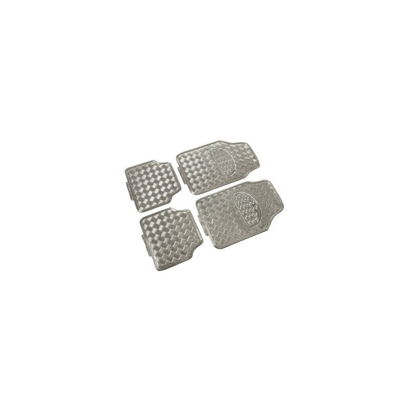 Tapis universel caoutchouc look alu chrome ( 4 pièces)