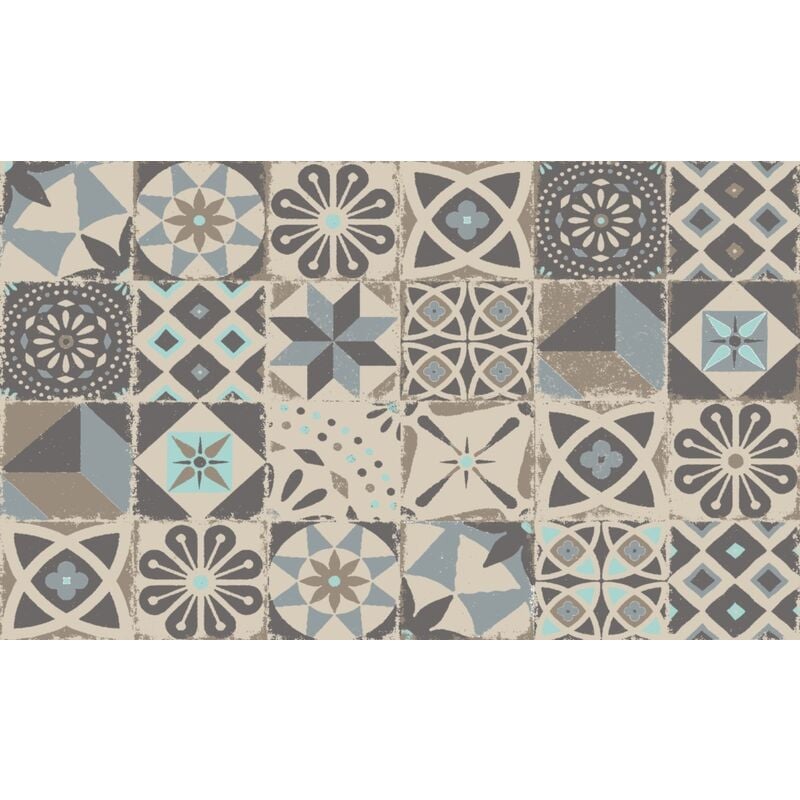 Mercury - tapis velvet car cim blue TAUP45X75 carreau ciment blue taupe D2232-7