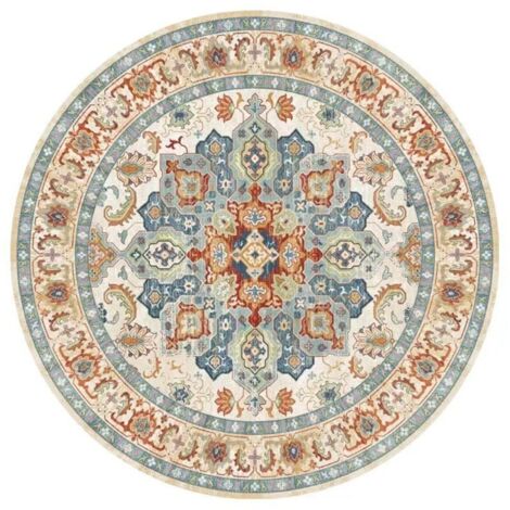 Tapis Vintage 100cm Fausse Laine Épaisse 8mm Hypoallergénique Pour Chambre et Salle de Bain Sans Produits Chimiques