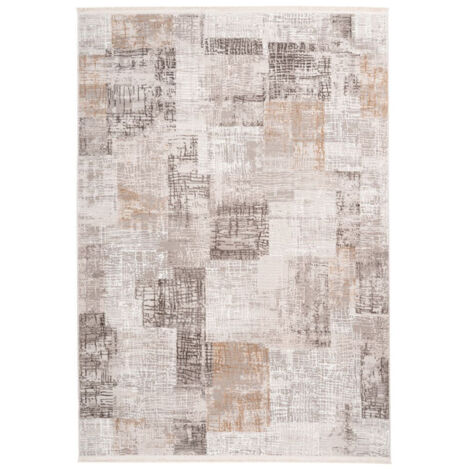 Tapis Vintage à Franges "Akropolis IV" Gris & Argent 80 x 150 cm