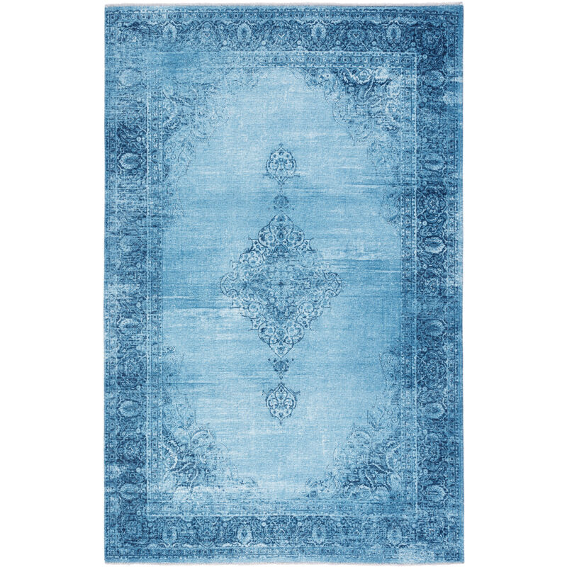 Tesso Living - Tapis Vintage - Lavable - Antidérapant - Bleu Jeans - 120x160cm