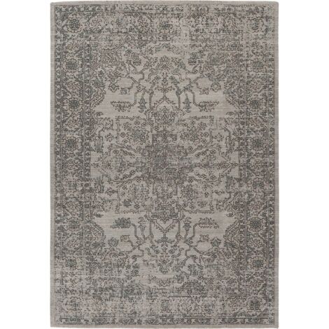Tapis vintage oriental vert taupe en coton imprimé - 150 x 80 cm