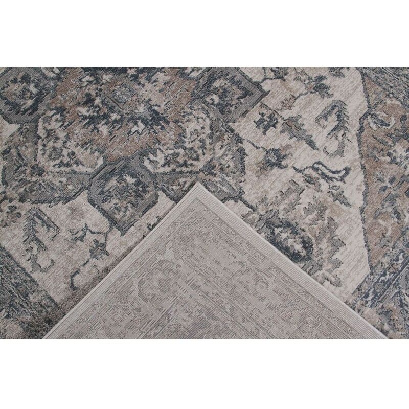 Deladeco - Tapis vintage rectangle rayé beige Gobi Beige clair 120x170