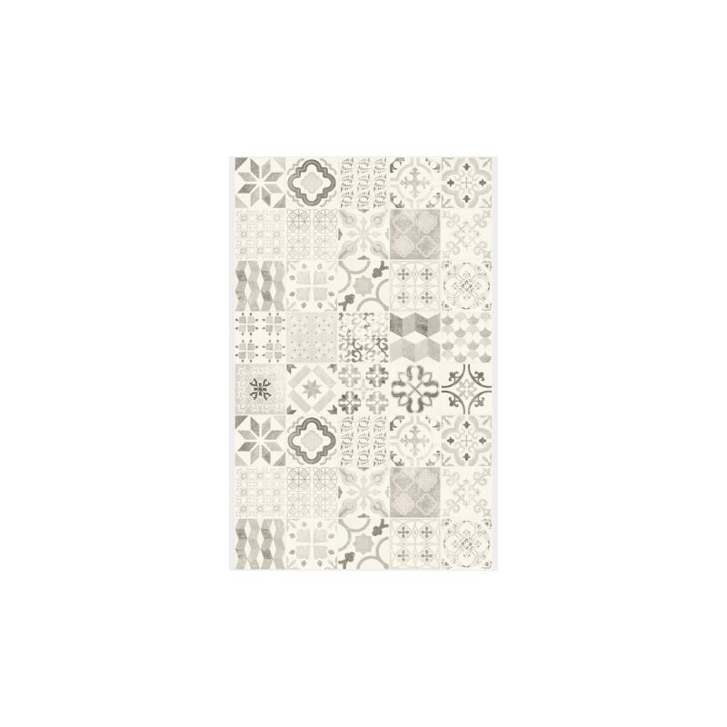 Tarkett - Tapis Vinyle - Carreaux de ciment - Noir - 100 x 200 cm