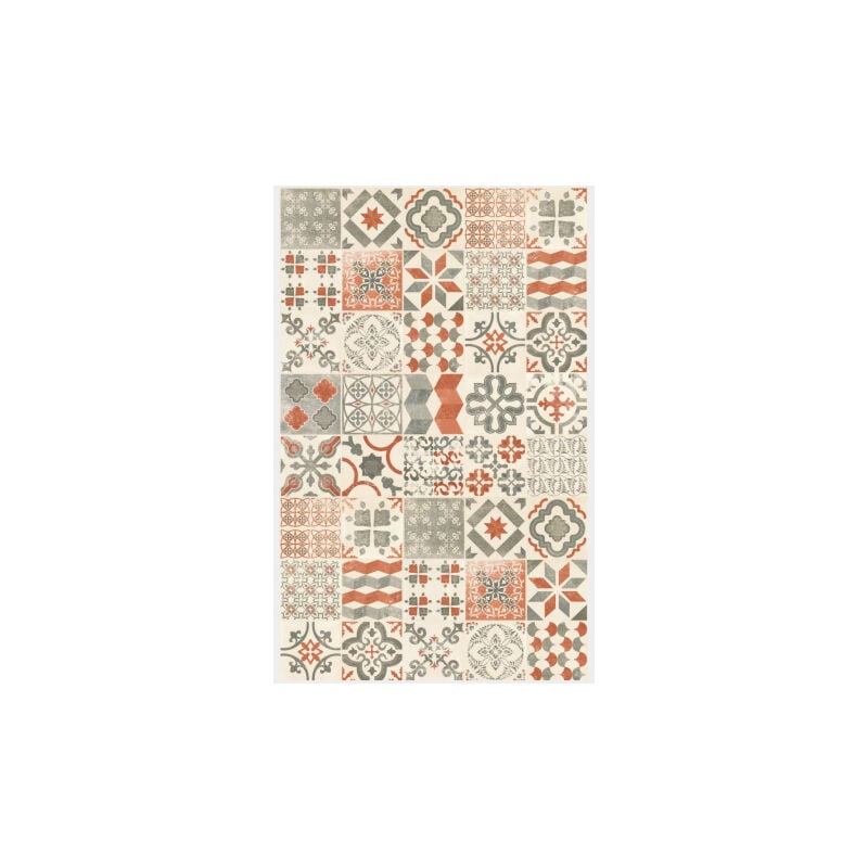 Tarkett - Tapis Vinyle - Carreaux de ciment - Rouge brique - 100 x 200 cm