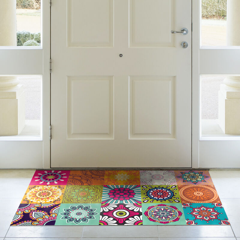Tapis Vinyle pour le sol en pvc - Antidérapant - Protection pour le Sol - Tapis vinyle carrelages Azteka - 60 x 100 cm - Lavable