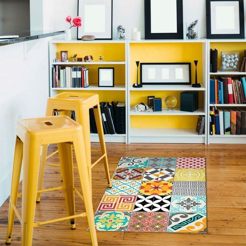 Tapis Vinyle pour le sol en pvc - Antidérapant - Protection pour le Sol - Tapis vinyle carrelages mixtes - 60 x 100 cm - Lavable